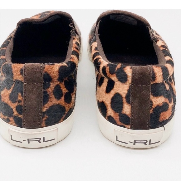 LAUREN Ralph Lauren Leopard Print Sneakers calf hair size 9B - Picture 3 of 10